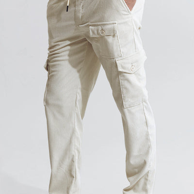 Cullin Off-White Corduroy Cargo Pant