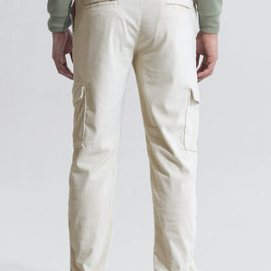 Cullin Off-White Corduroy Cargo Pant