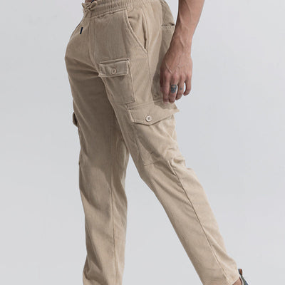 Cullin Beige Corduroy Cargo Pant