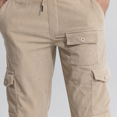 Cullin Beige Corduroy Cargo Pant