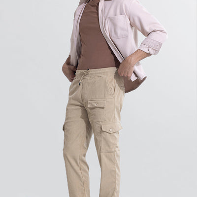 Cullin Beige Corduroy Cargo Pant
