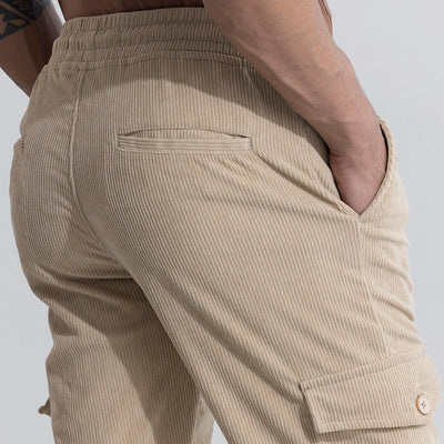Cullin Beige Corduroy Cargo Pant