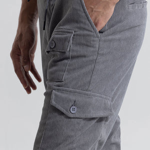 Cullin Grey Corduroy Cargo Pant