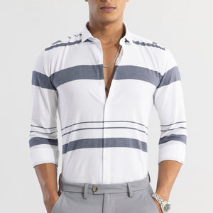 Horizontal Lines Grey Shirt