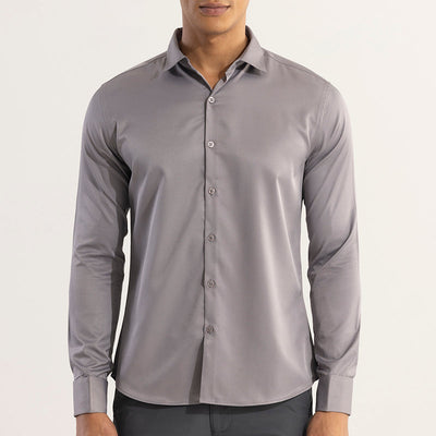 Double Cuff Simple Grey Shirt