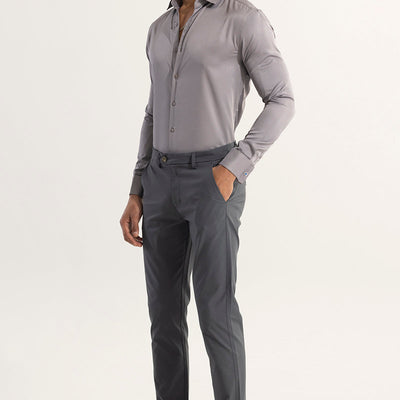 Double Cuff Simple Grey Shirt