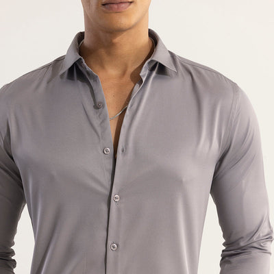 Double Cuff Simple Grey Shirt
