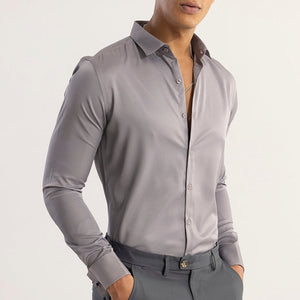 Double Cuff Simple Grey Shirt