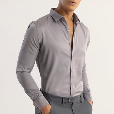 Double Cuff Simple Grey Shirt
