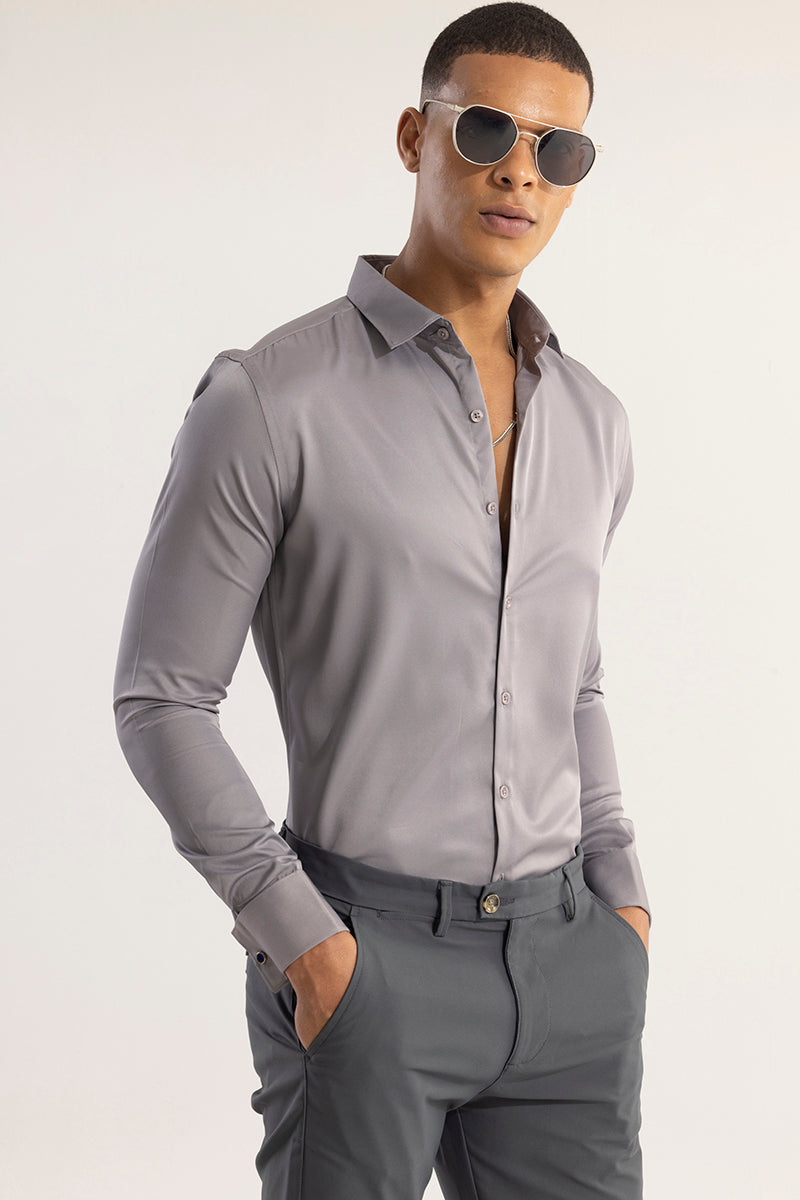 Double Cuff Simple Grey Shirt