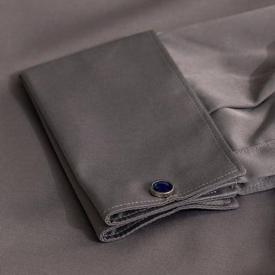 Double Cuff Simple Grey Shirt