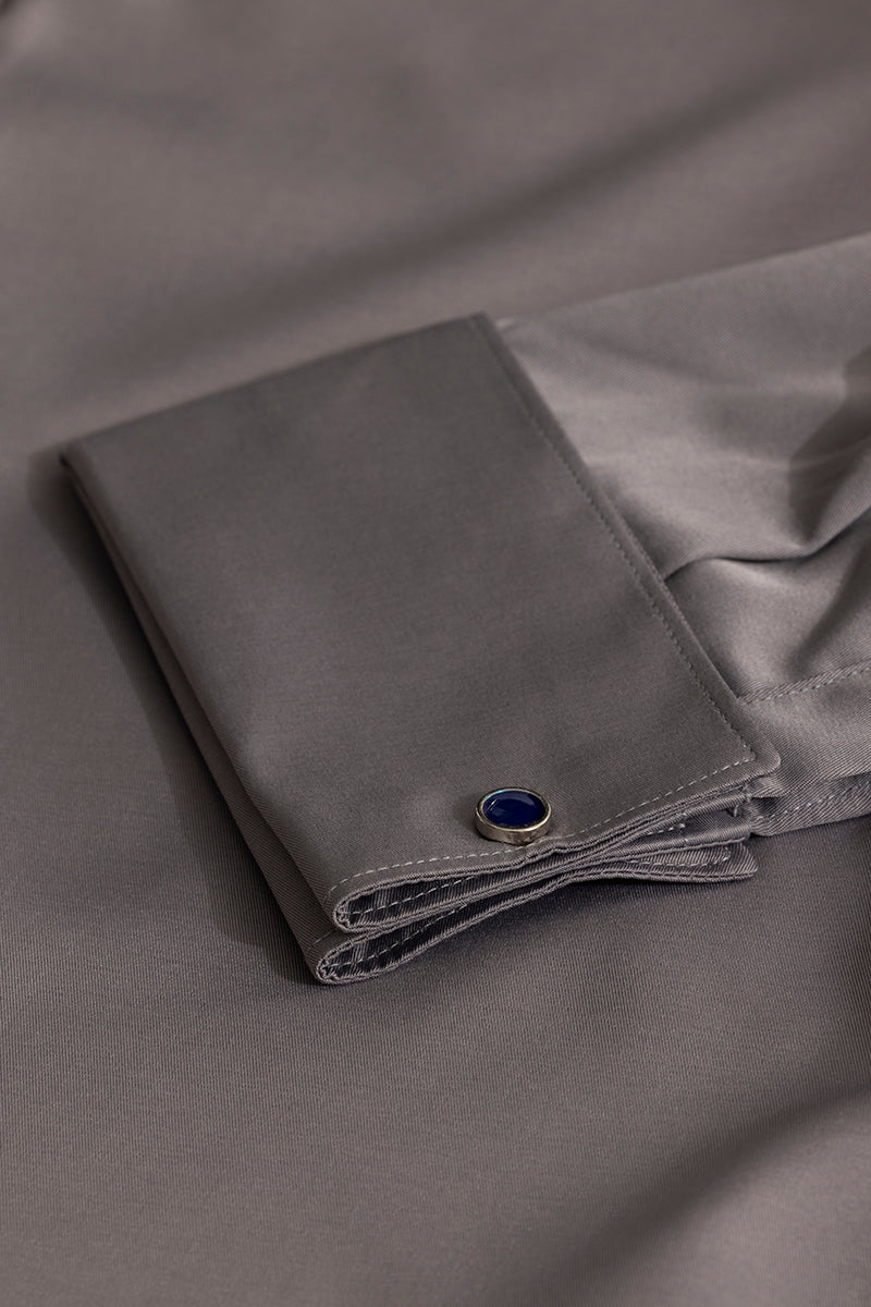 Double Cuff Simple Grey Shirt