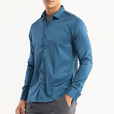 Double Cuff Aegean Blue Shirt