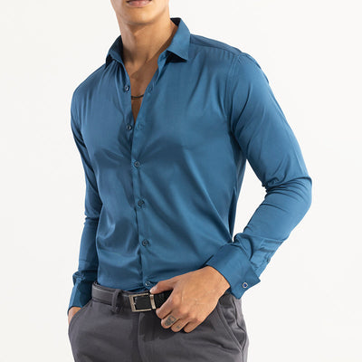 Double Cuff Aegean Blue Shirt