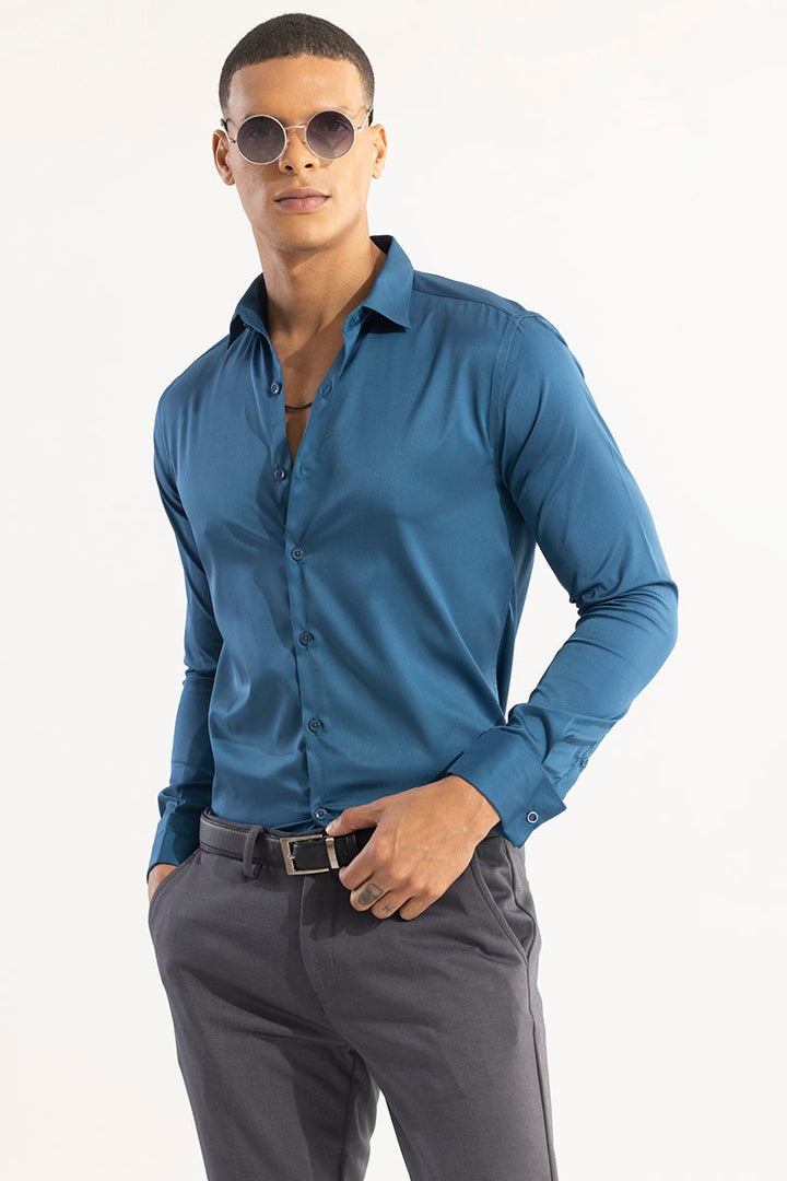 Double Cuff Aegean Blue Shirt