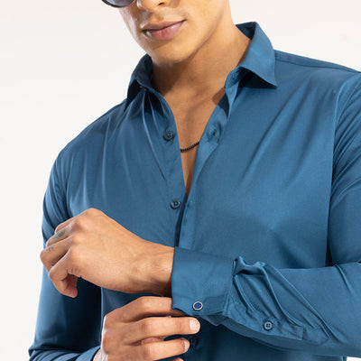 Double Cuff Aegean Blue Shirt