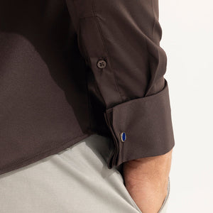 Double Cuff Walnut Brown Shirt