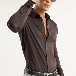 Double Cuff Walnut Brown Shirt