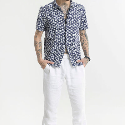 ArtisanAura Blue Embroidered Shirt