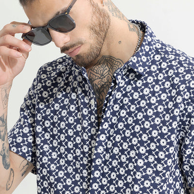 ArtisanAura Blue Embroidered Shirt