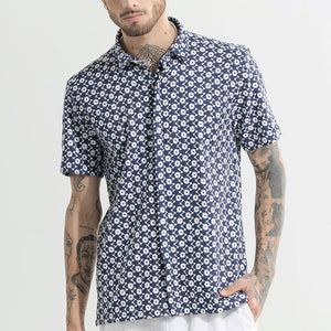 ArtisanAura Blue Embroidered Shirt