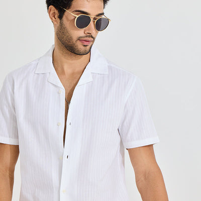 Braided Twisted Line White Shirt