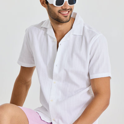 Parallel Wave Design White Shirt