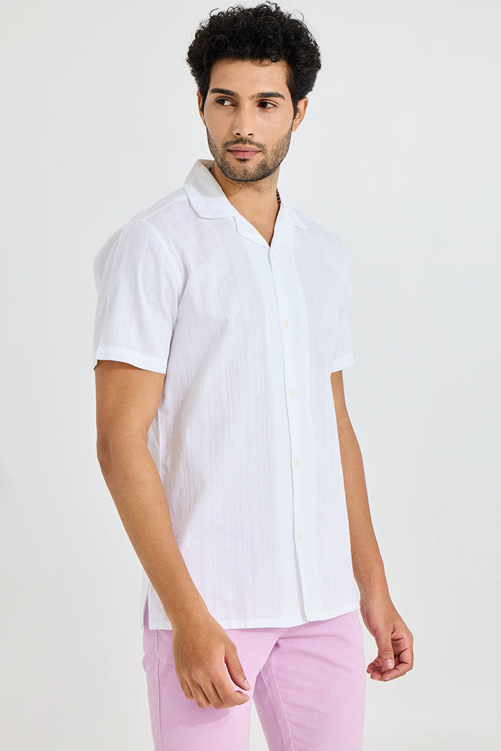 Parallel Wave Design White Shirt