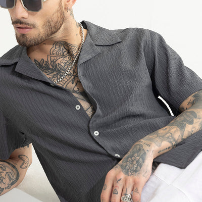 Absolute Seer Sucker Elephant Grey Shirt