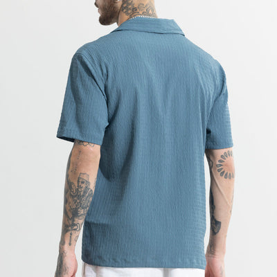 Absolute Seer Sucker Steel Blue Shirt