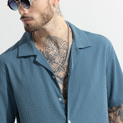 Absolute Seer Sucker Steel Blue Shirt