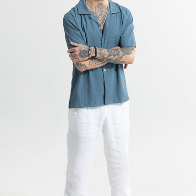 Absolute Seer Sucker Steel Blue Shirt