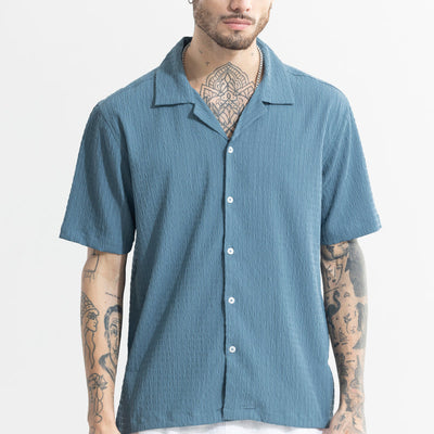Absolute Seer Sucker Steel Blue Shirt