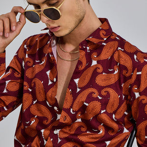 Vibrant Paisley Red Shirt