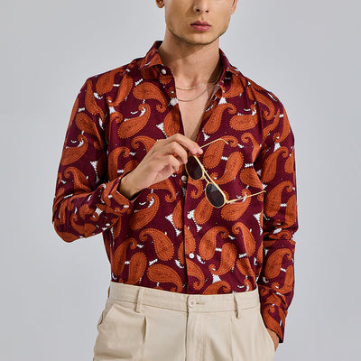 Vibrant Paisley Red Shirt