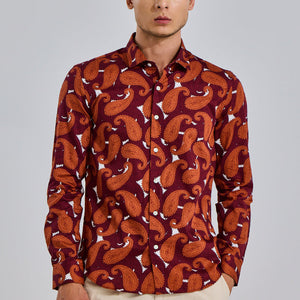 Vibrant Paisley Red Shirt