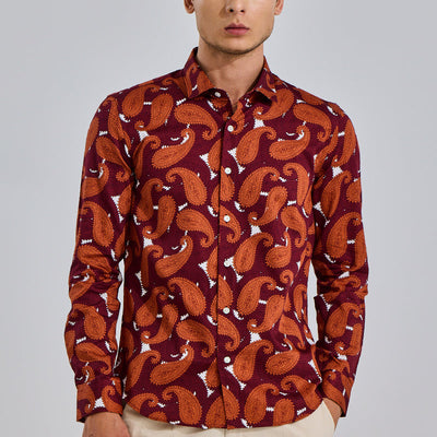 Vibrant Paisley Red Shirt