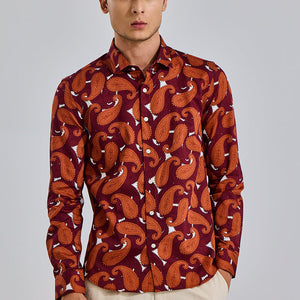 Vibrant Paisley Red Shirt