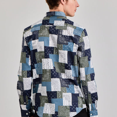 Mosaic Boteh Blue Shirt