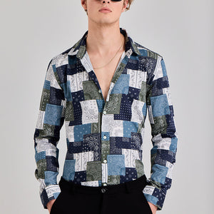 Mosaic Boteh Blue Shirt