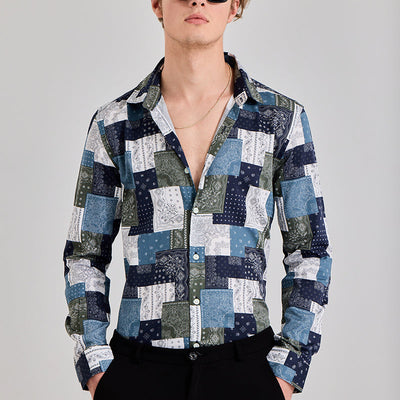 Mosaic Boteh Blue Shirt