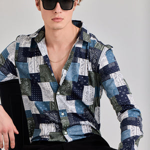 Mosaic Boteh Blue Shirt