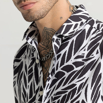 MirageMosaic Leaf White Shirt