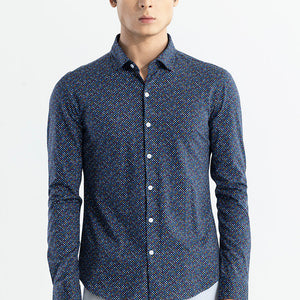 EasyFlex Self Design Dark Blue Shirt
