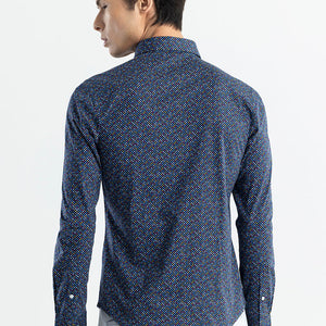 EasyFlex Self Design Dark Blue Shirt