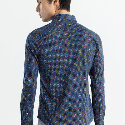 EasyFlex Self Design Dark Blue Shirt