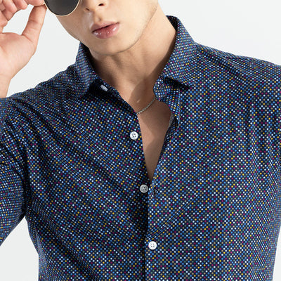 EasyFlex Self Design Dark Blue Shirt
