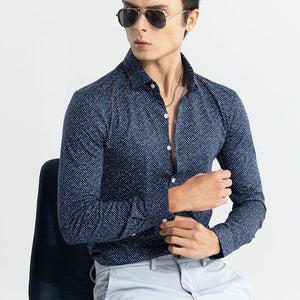 EasyFlex Self Design Dark Blue Shirt