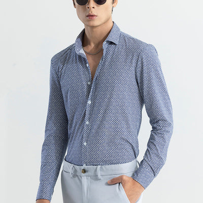 EasyFlex Floral Motif Grey Shirt