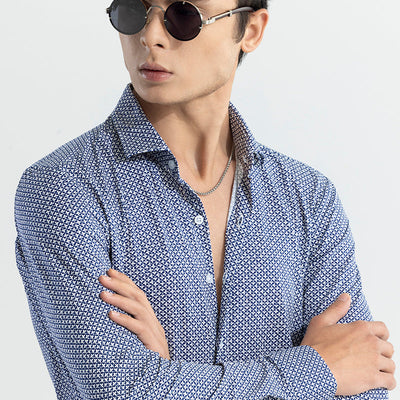 EasyFlex Floral Motif Grey Shirt
